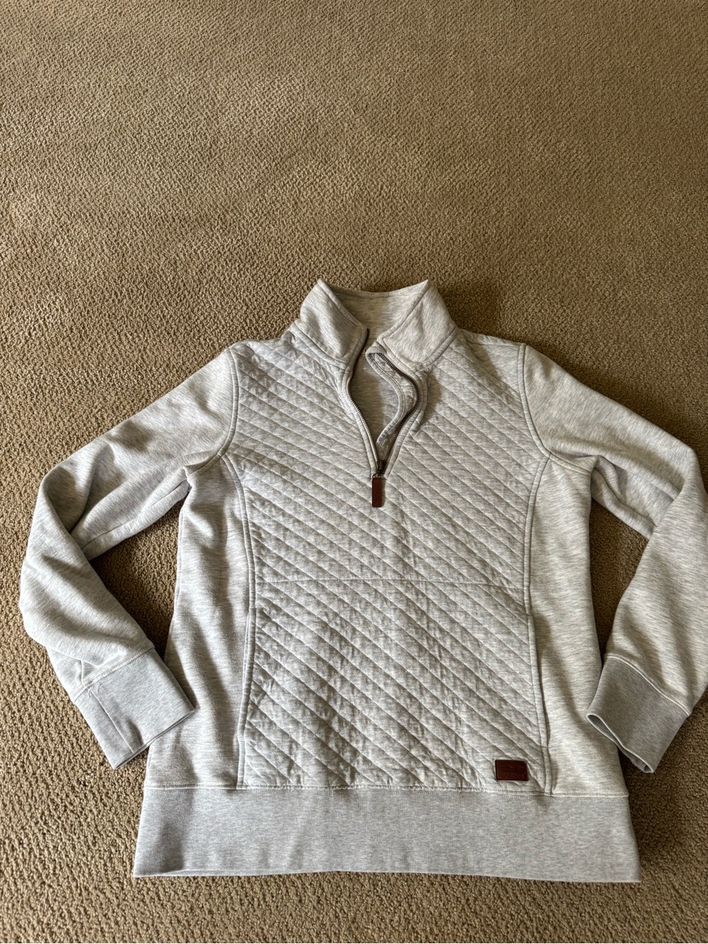 L.L. Bean women’s size small Quilted Half-Zip Sweater - Light Gray